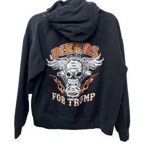 Bikers for Trump Black Hoodie Skull Motorcycle Sweatshirt F Your Feelings Size M